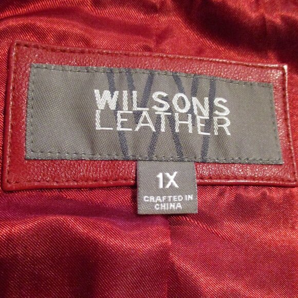 Wilson NEW Woman 1X Large Red Full Zip Pockets Luxury Italian Leather Jacket - Picture 12 of 12
